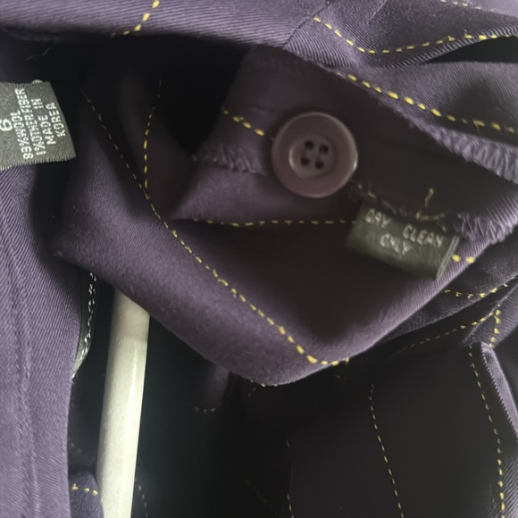 Vintage Linda Allard Ellen Tracy Wool Shacket Shirt Jacket 6 Purple Pin Striped - Picture 11 of 14